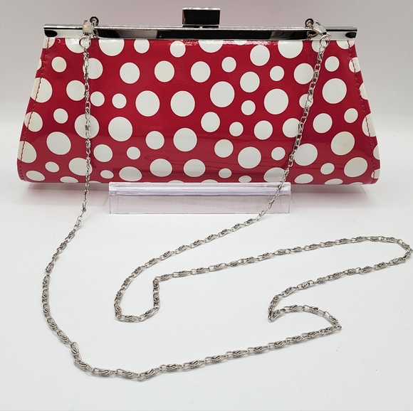Neiman Marcus Handbags - Neiman Marcus Clutch Pink & White Polka Dots NWOT